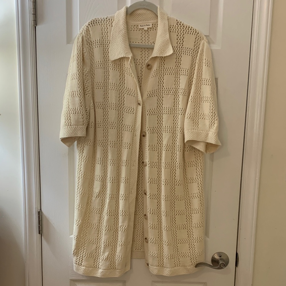 Aaron & Amber open weave sweater cardigan duster sz L